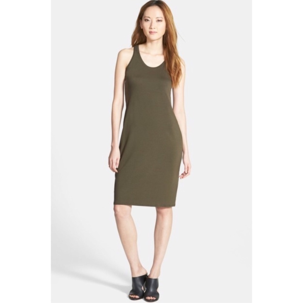 Eileen Fisher The Fisher Project Racerback Tank Dress Olive Green Size XS